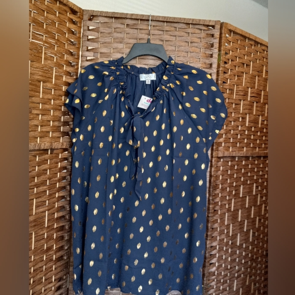 Shannon Ford New York Cap Sleeve Blouse Top with Neck Tie Detail
